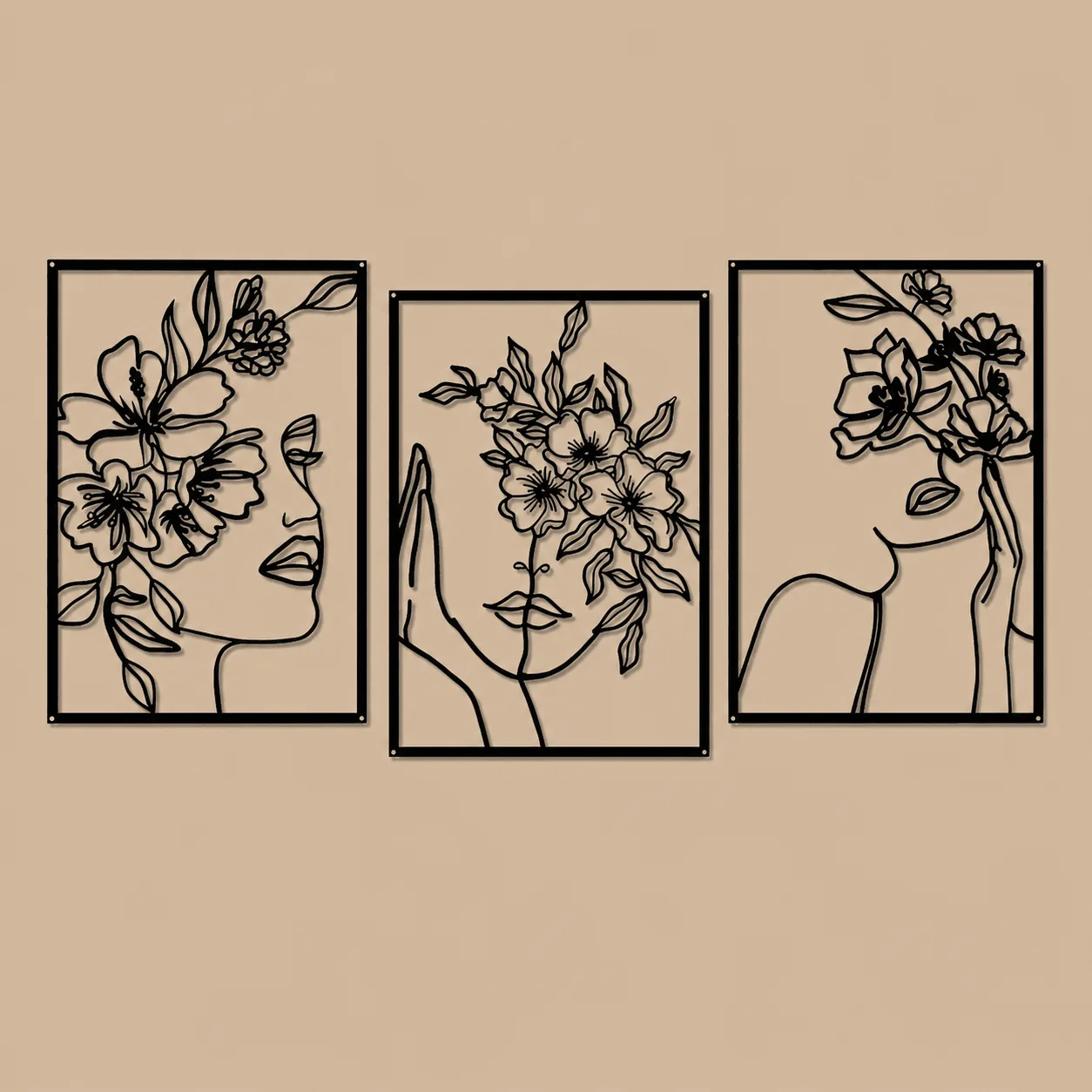 Abstract Woman Line Metal Art, Set of 3: the shop's own photo