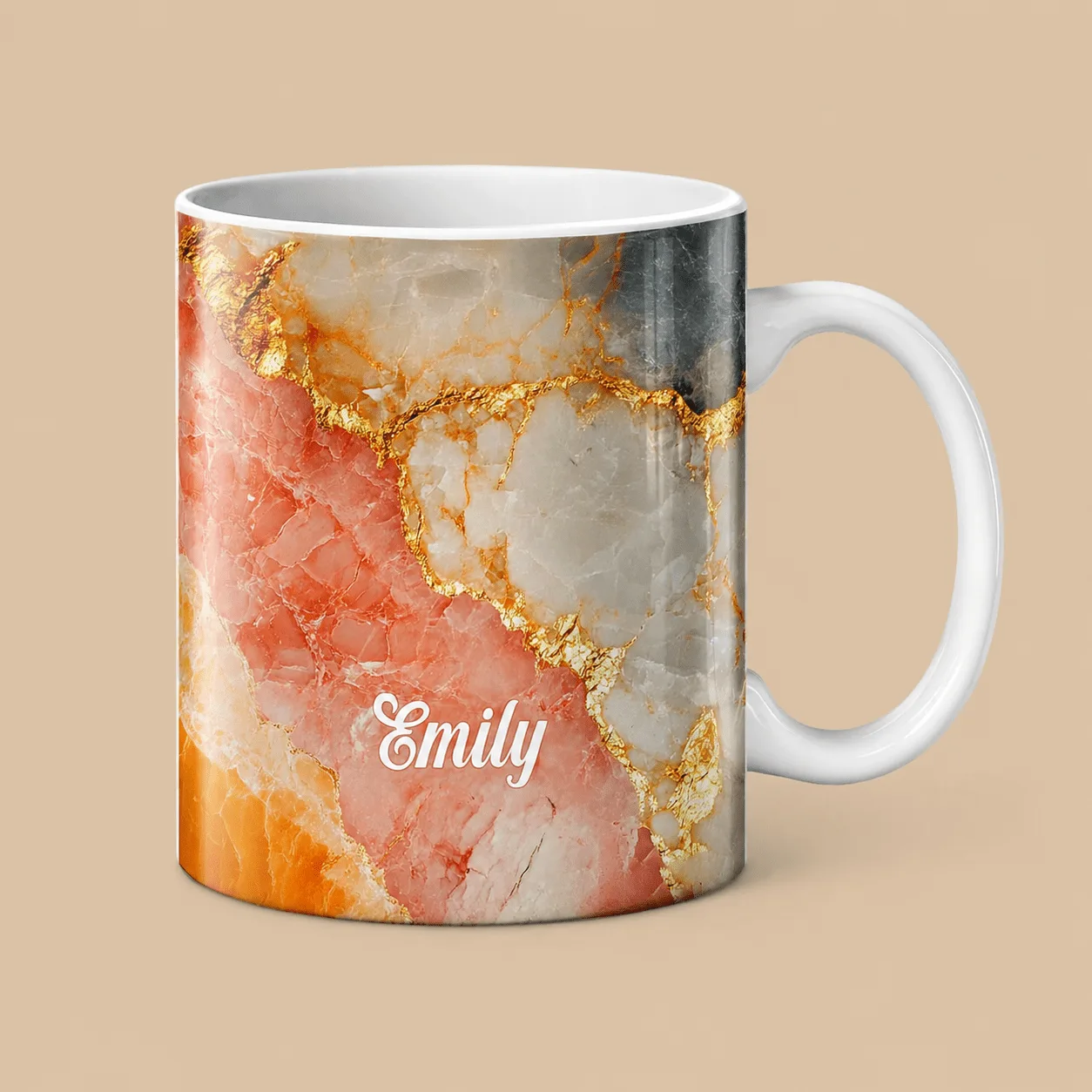 Personalised Rose Quartz Marble Name Mug: the shop's own photo