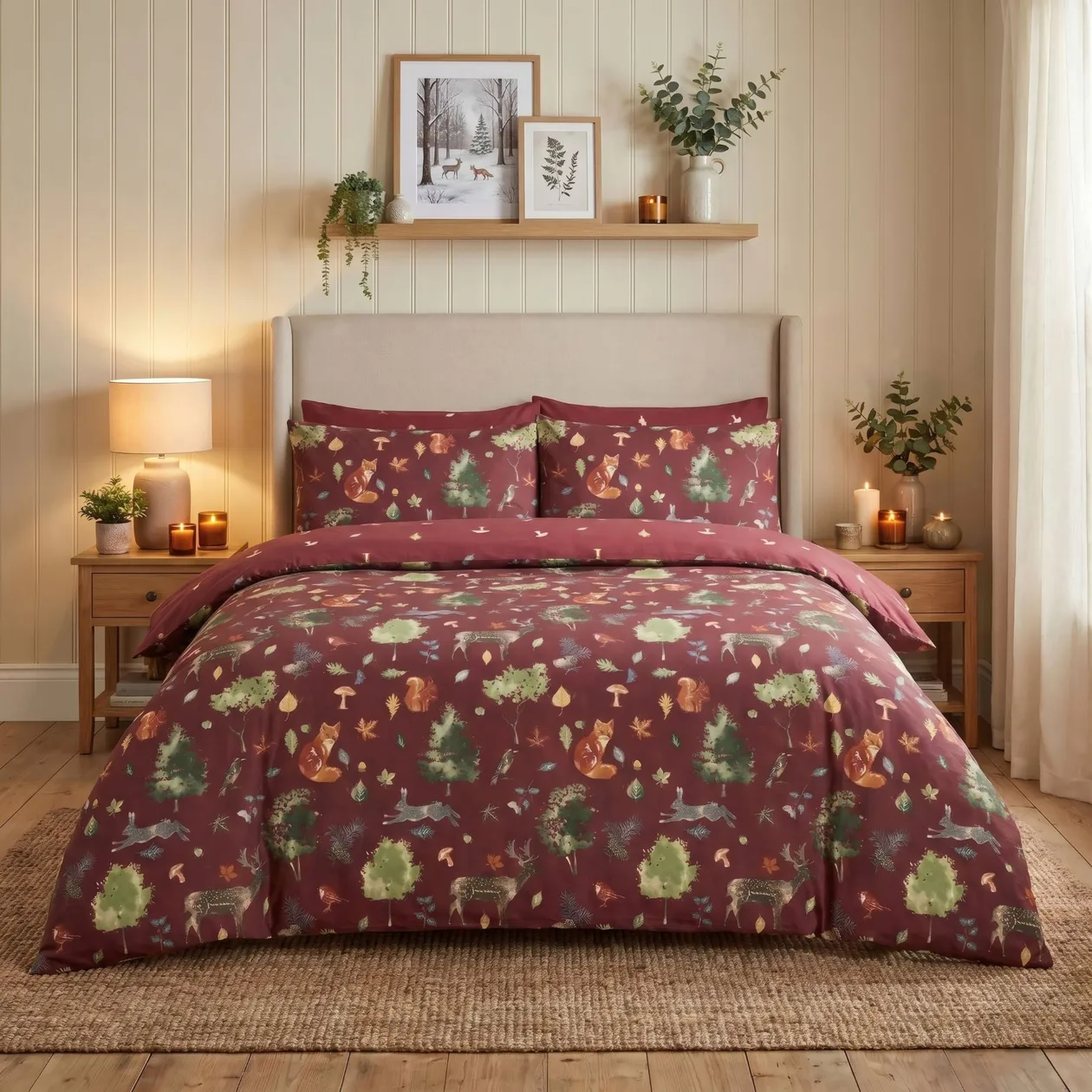Autumn Forest Duvet Cover Set - Double / Red: the shop's own photo