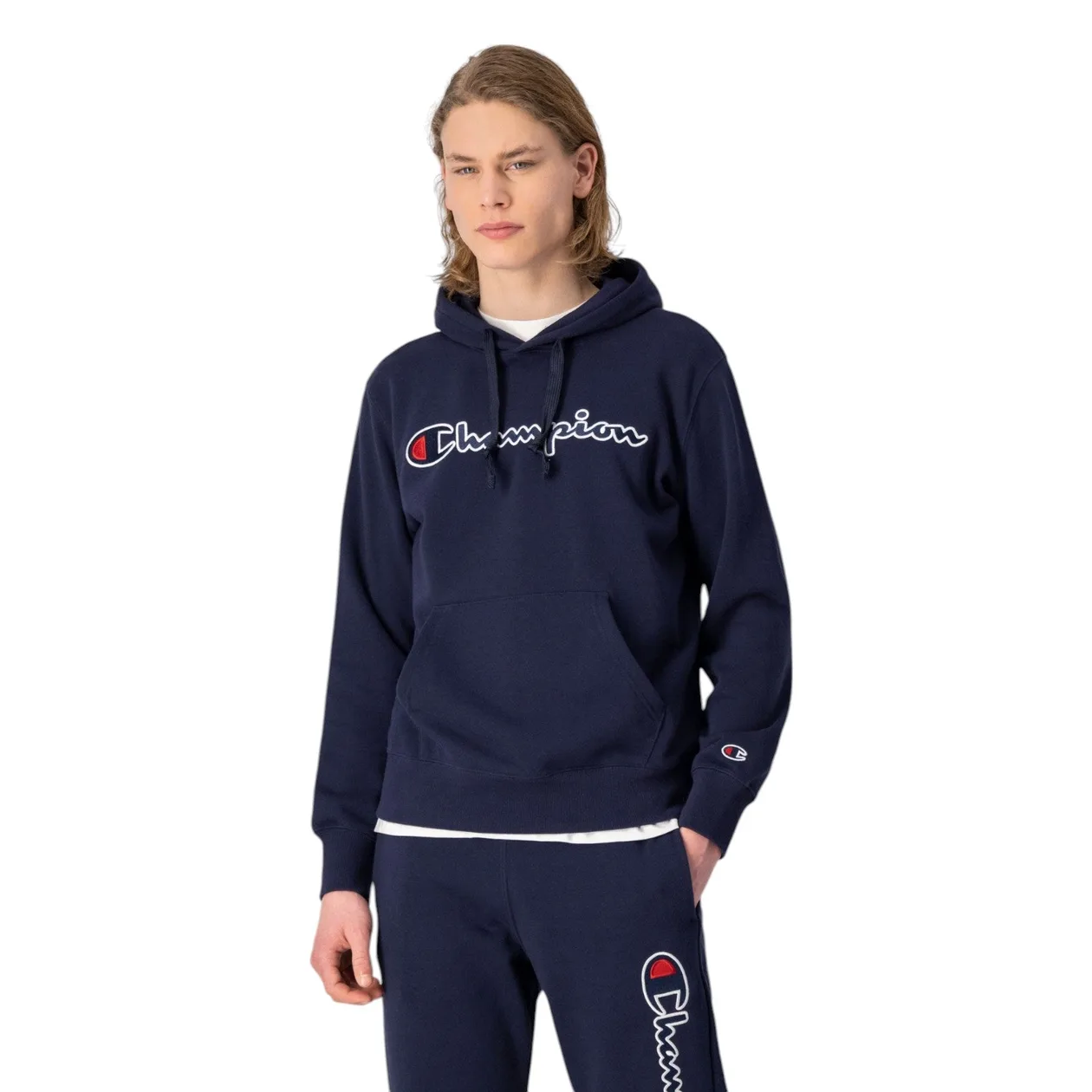 Champion Script Logo Fleece Hoodie - Navy | Size: M: the shop's own photo