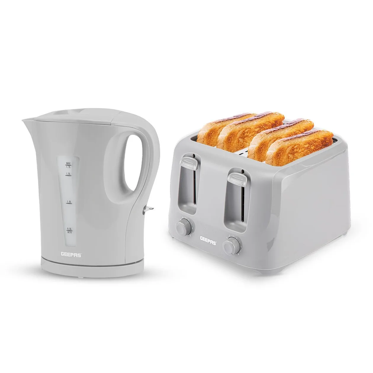 Grey 1.7L Electric Kettle and Four-Slice Toaster Set: the shop's own photo