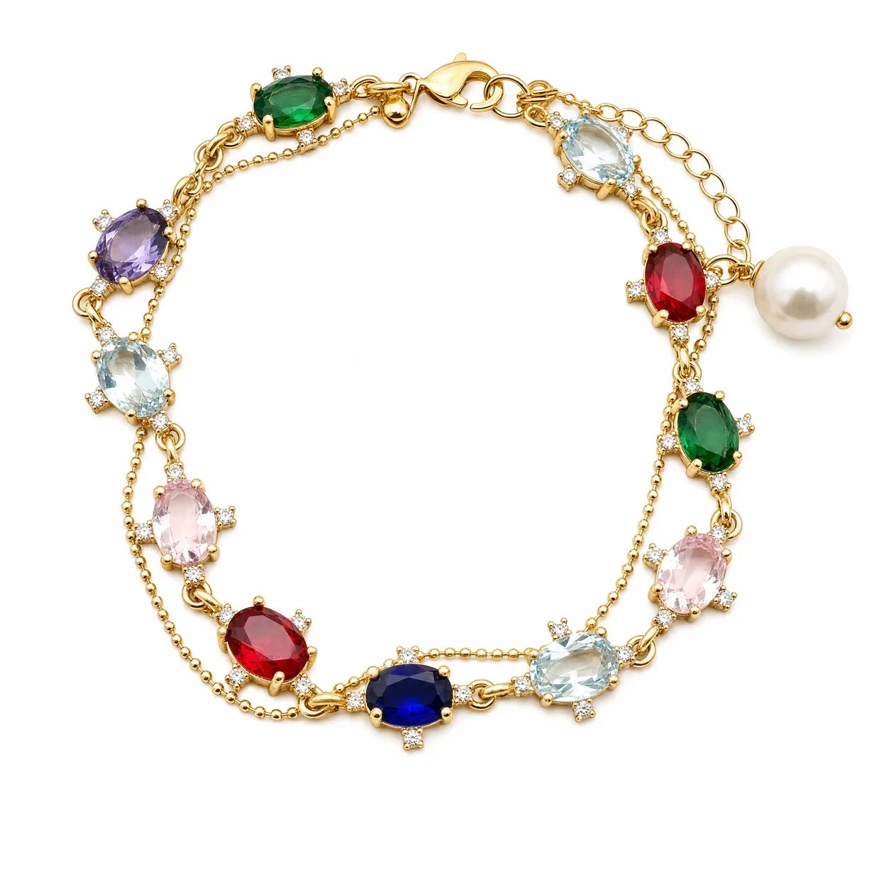 Two-Layer Multi-Colour Crystal Pearl Bracelet: the shop's own photo