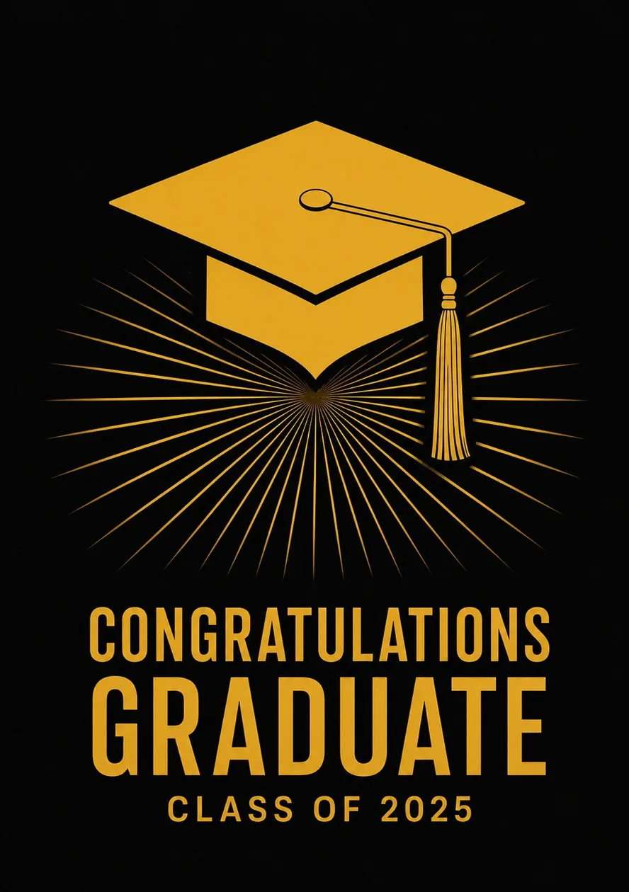 Gold Cap Class of 2025 Graduation Card: the shop's own photo