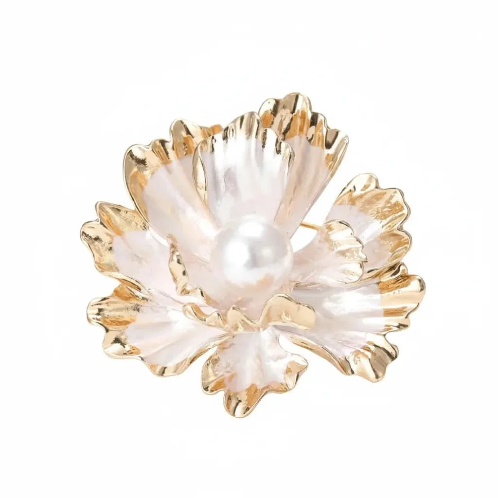Gold Peony Pearl Brooch: the shop's own photo