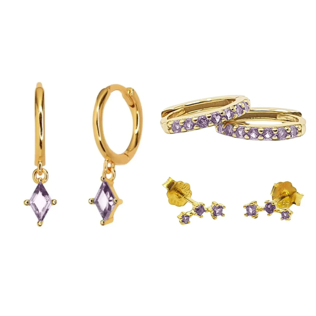 Alexandrite June Birthstone Gold Plated Earrings Gift Set For Her: the shop's own photo
