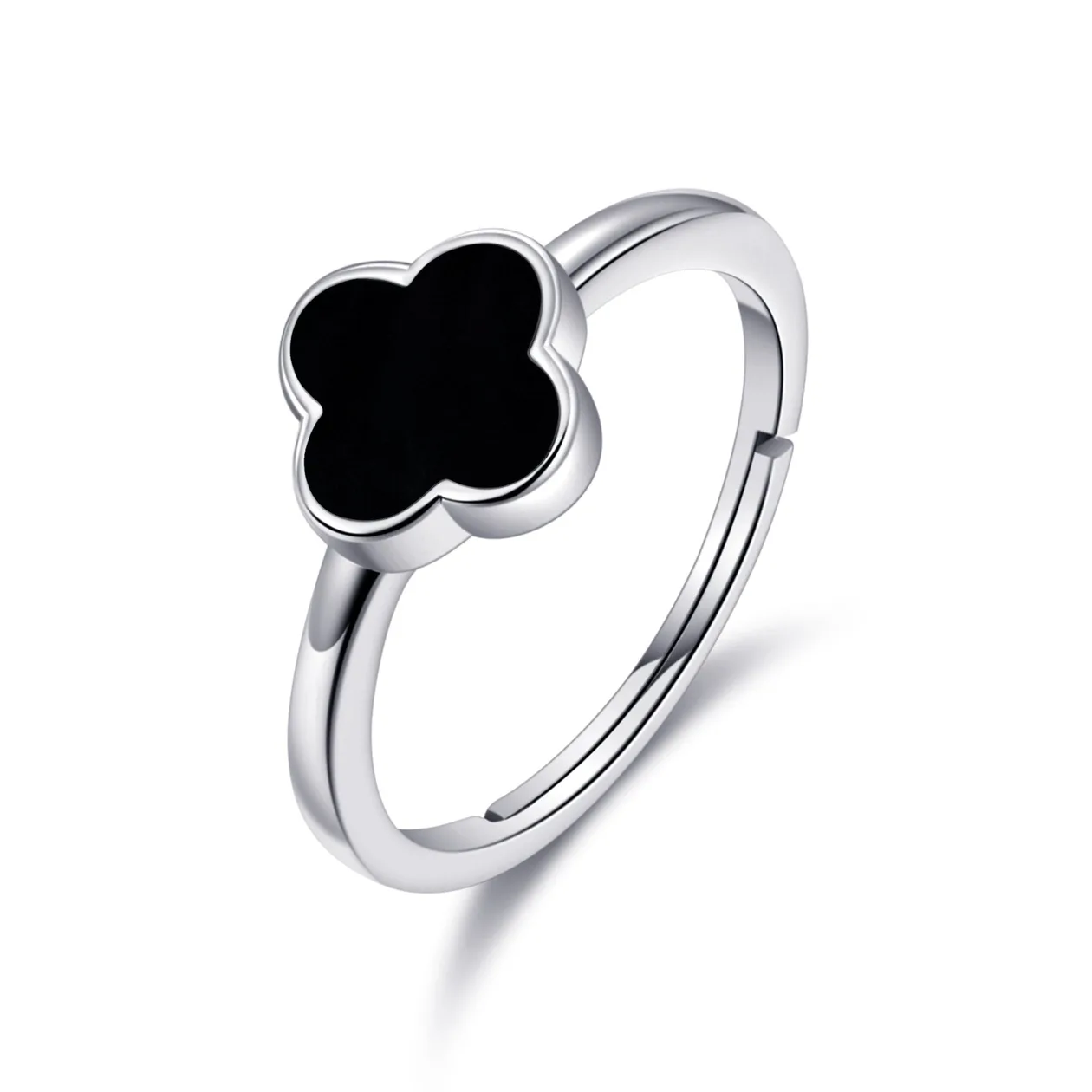 Black Onyx Gemstone Adjustable Clover Ring: the shop's own photo
