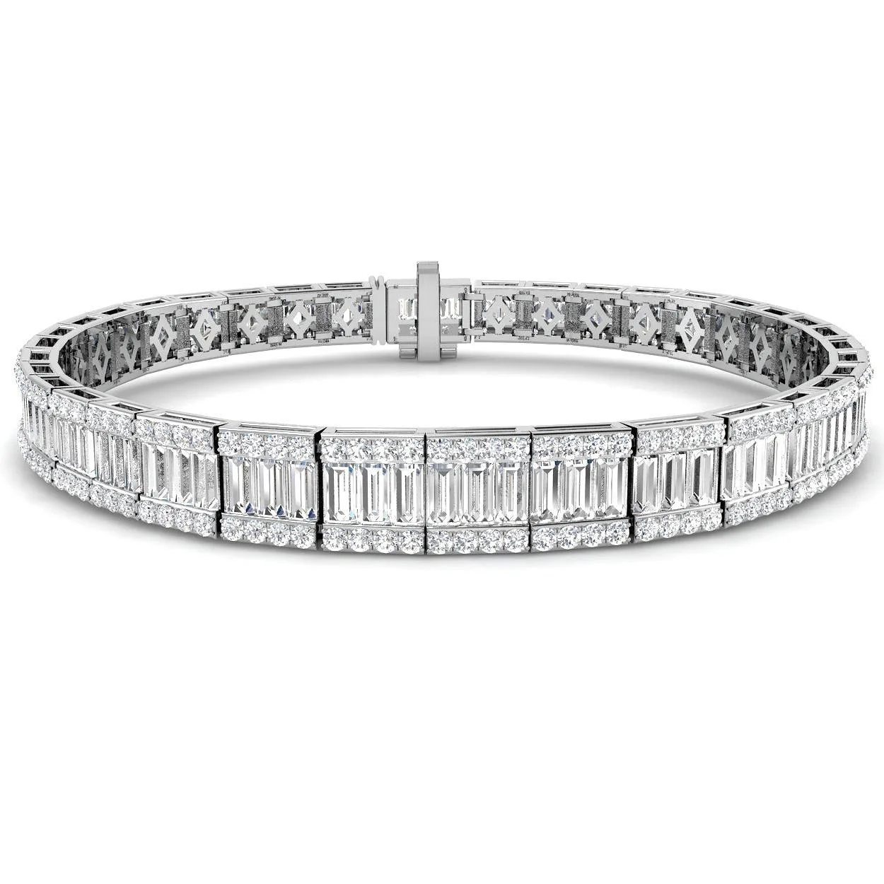 Vintage Diamond Tennis Bracelet with Baguette & Round Brilliant Diamonds | Platinum - 18k Yellow Gold / Lab Grown Diamond: the shop's own photo