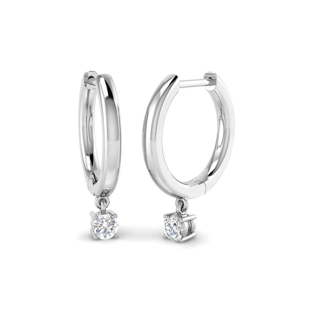 Emlyn Gold Drop & Trilogy Diamond Earrings - Elegant Luxury Jewelry - 18k White Gold / 0.15 Carat / Lab Grown Diamond(D-VVS): the shop's own photo