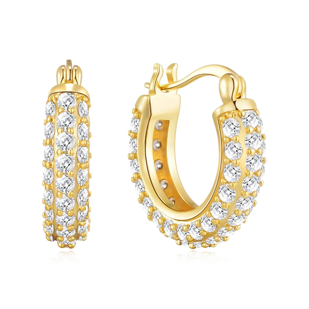18k Gold Plated 20mm Pave Hoop Earrings Created with Zircondia® Crystals: the shop's own photo