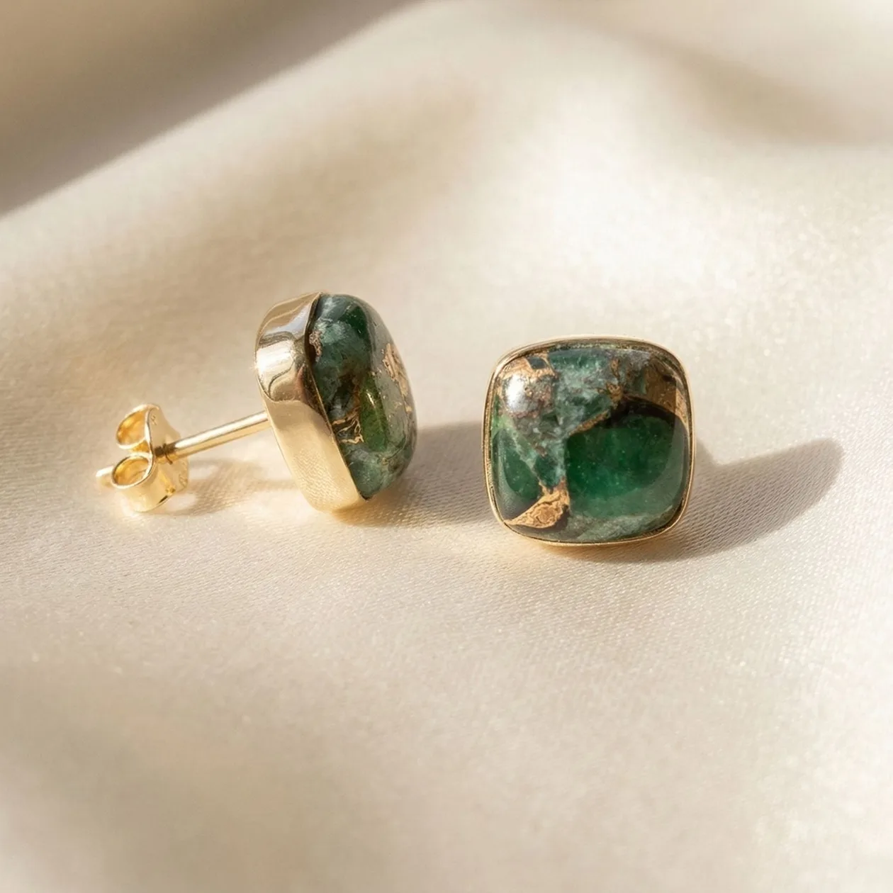 Emerald May Birthstone Gold Vermeil Stud Earrings: the shop's own photo