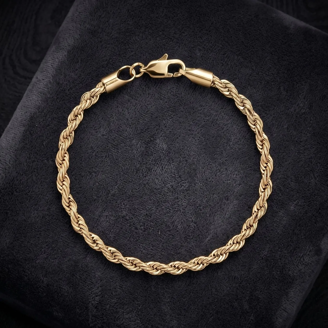 18ct Gold Plated Rope Chain Bracelet for Men - 7 inches: the shop's own photo