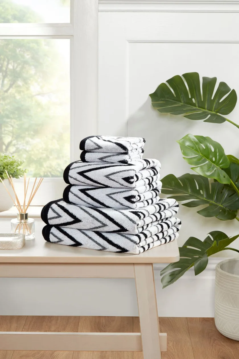 Helix Chevron 6pc Towel Bale - Black: the shop's own photo