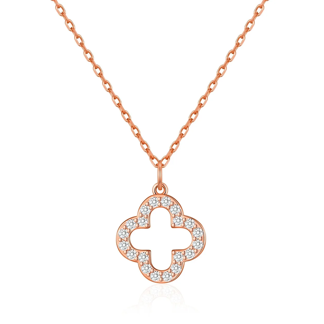 Rose Gold Plated Clover Necklace Created with Zircondia® Crystals: the shop's own photo