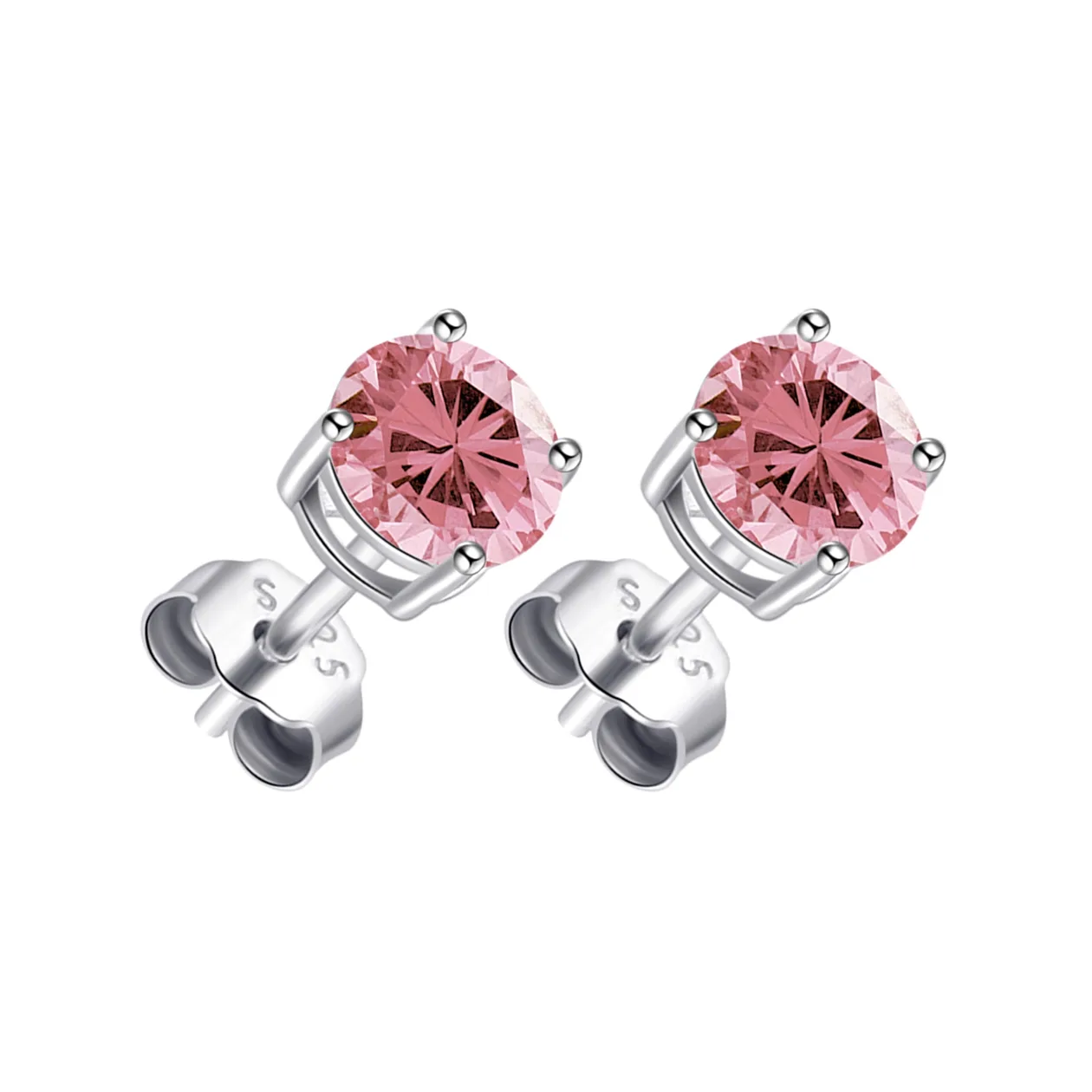 Sterling Silver Pink Earrings Created with Zircondia® Crystals: the shop's own photo
