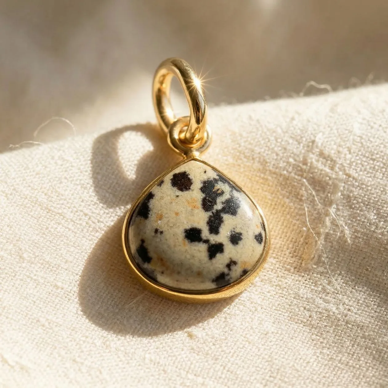 18ct Gold Vermeil Round Dalmatian Jasper Bezel Pendant: the shop's own photo