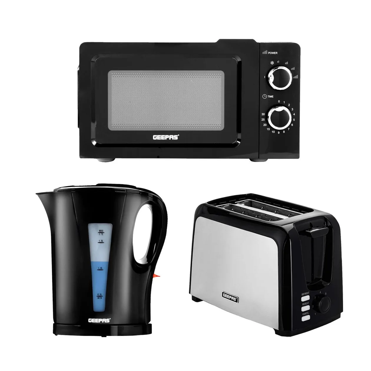 2 Slice Toaster, 1.7L Electric Kettle & 20L Microwave Bundle: the shop's own photo
