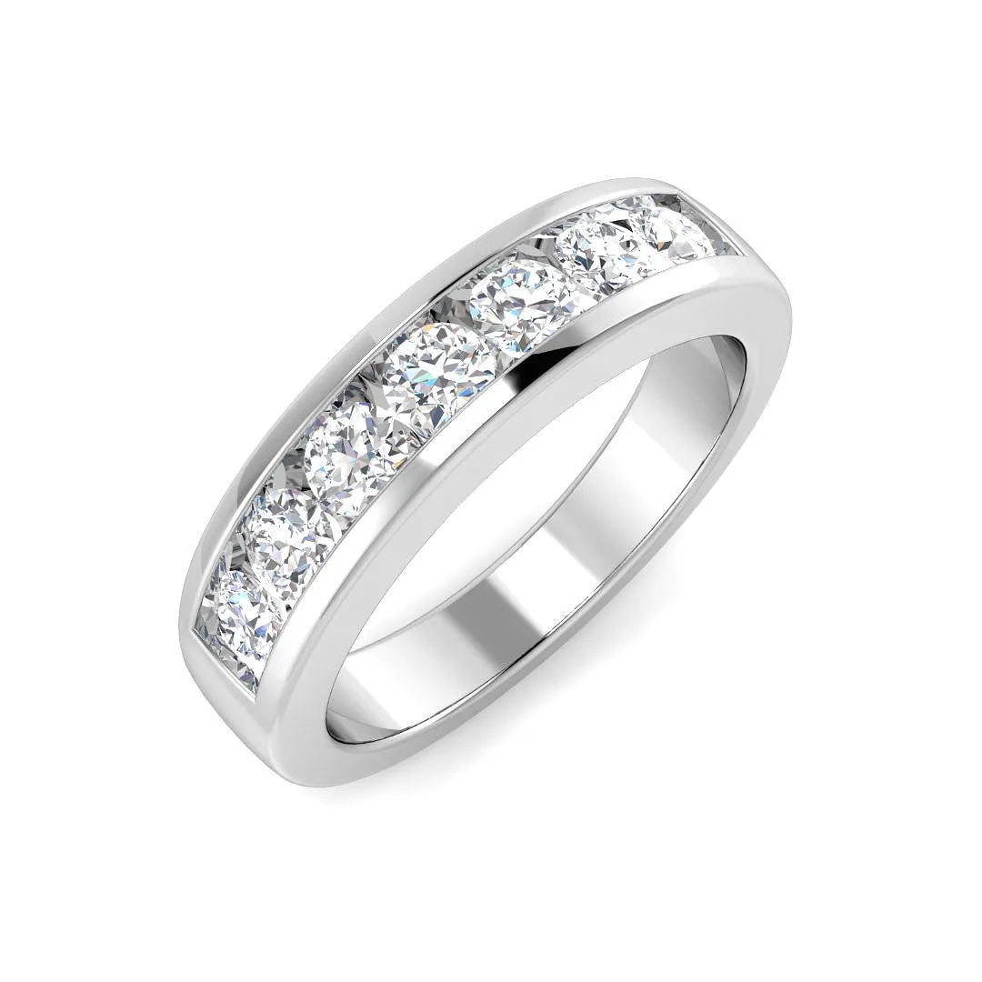 7-Stone Natural Round Cut Diamond Channel Set Ring. - Lab Grown Diamond / 0.50 Carat / 18k Yellow Gold: the shop's own photo