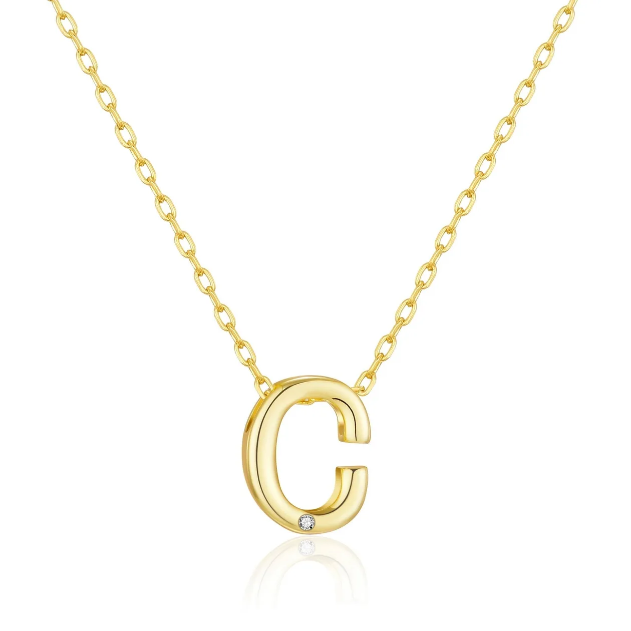 Customisable 18k Gold Plated Initial Necklace (A-Z) with Option of Birthstone Charm: the shop's own photo