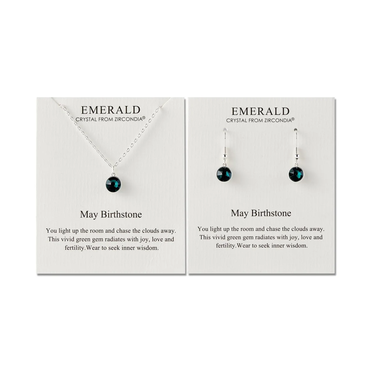 May (Emerald) Birthstone Necklace & Drop Earrings Set Created with Zircondia® Crystals: the shop's own photo