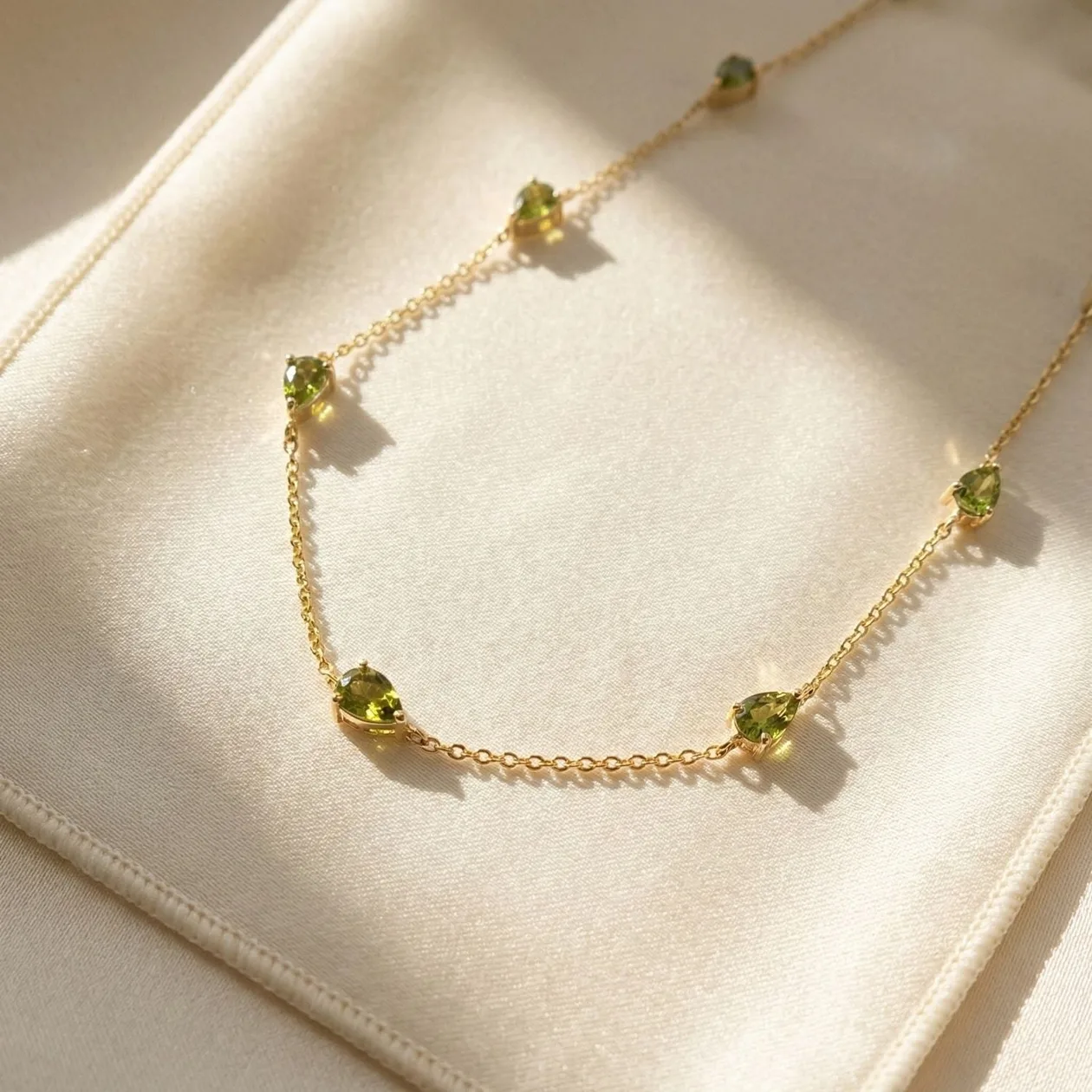 Peridot August Birthstone Minimalist Gold Vermeil Plated Necklace: the shop's own photo