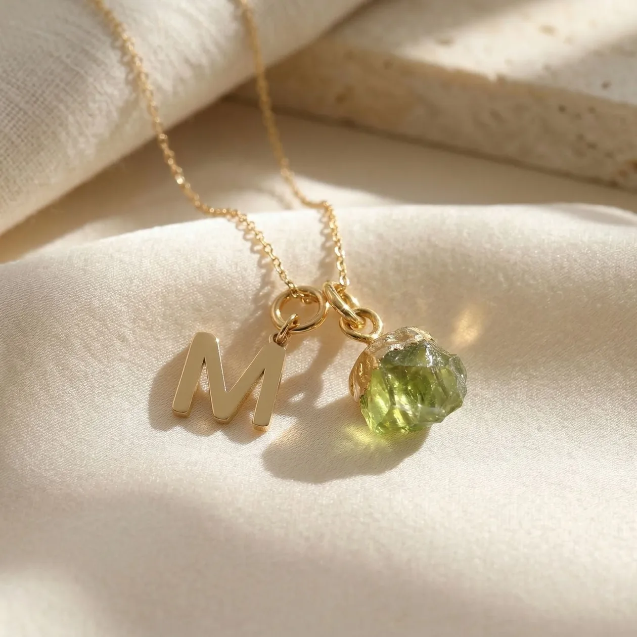 18k Gold Plated Initial And Birthstone Necklace - 1. Garnet - January: the shop's own photo
