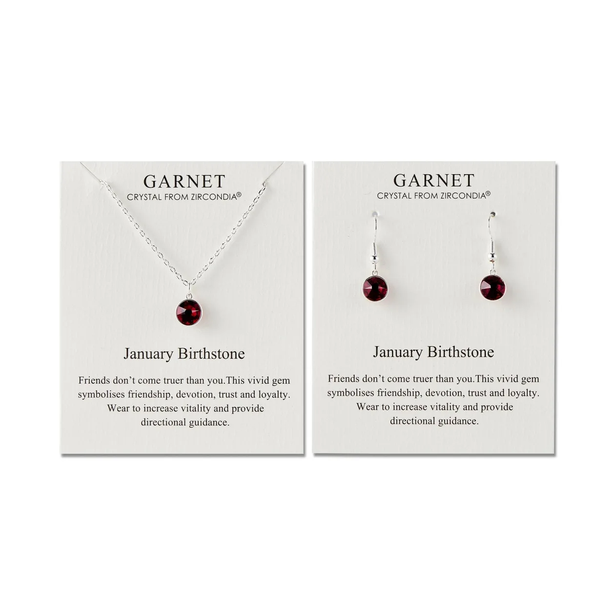 January (Garnet) Birthstone Necklace & Drop Earrings Set Created with Zircondia® Crystals: the shop's own photo