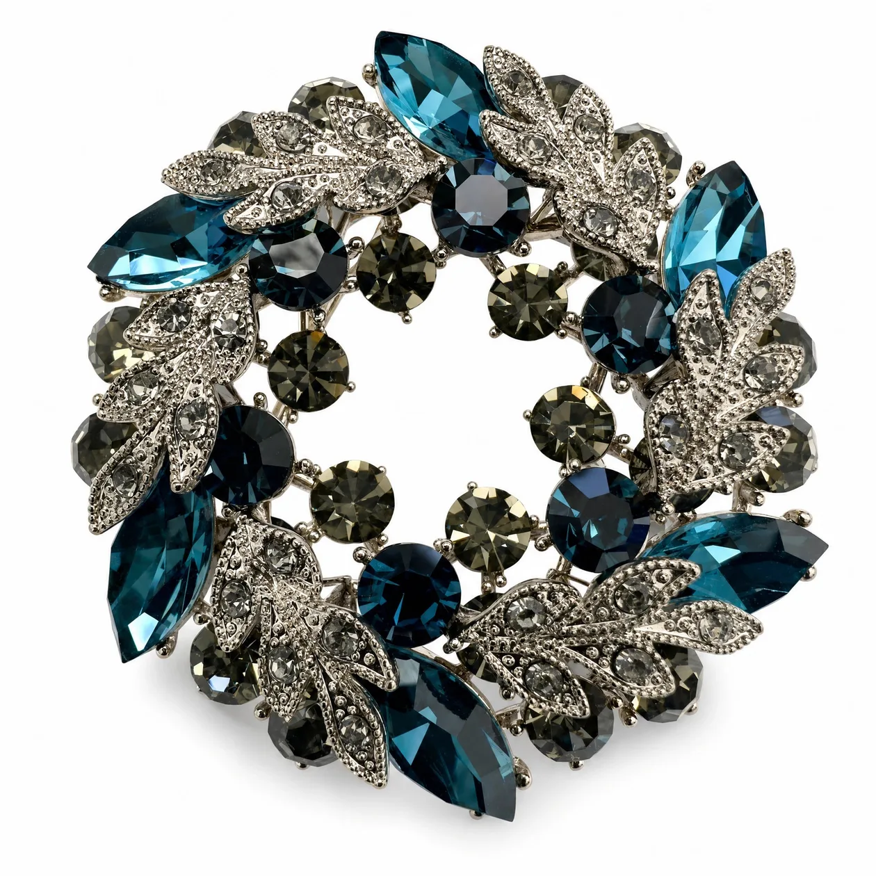 Vintage Crystal Leaf Wreath Brooch - Two Colours: the shop's own photo