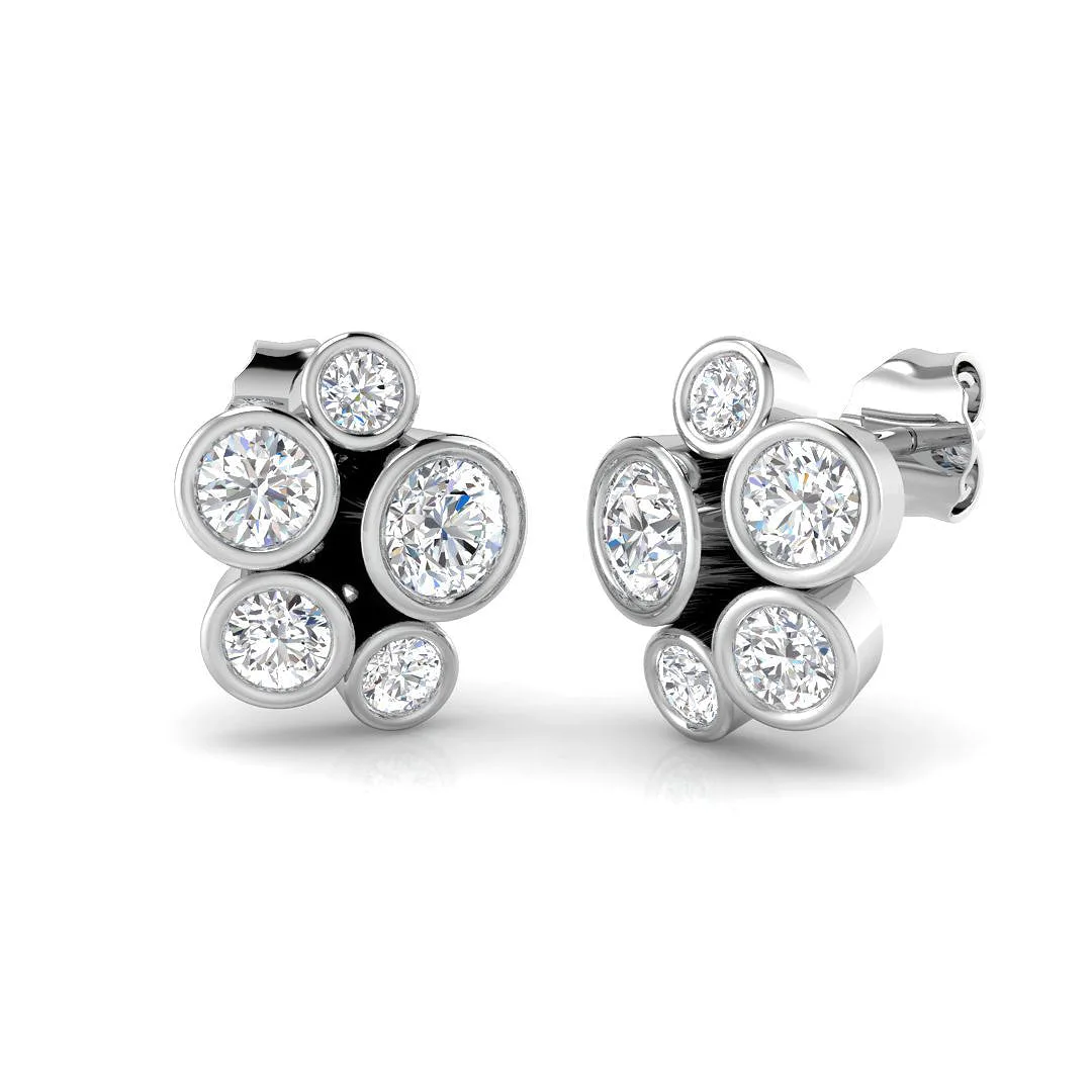 Breathtaking 1.75 Ct Round Diamond Bubble Cluster Earrings - 1.5 Carat / Lab Grown Diamond(D-VVS) / 9k Rose Gold: the shop's own photo