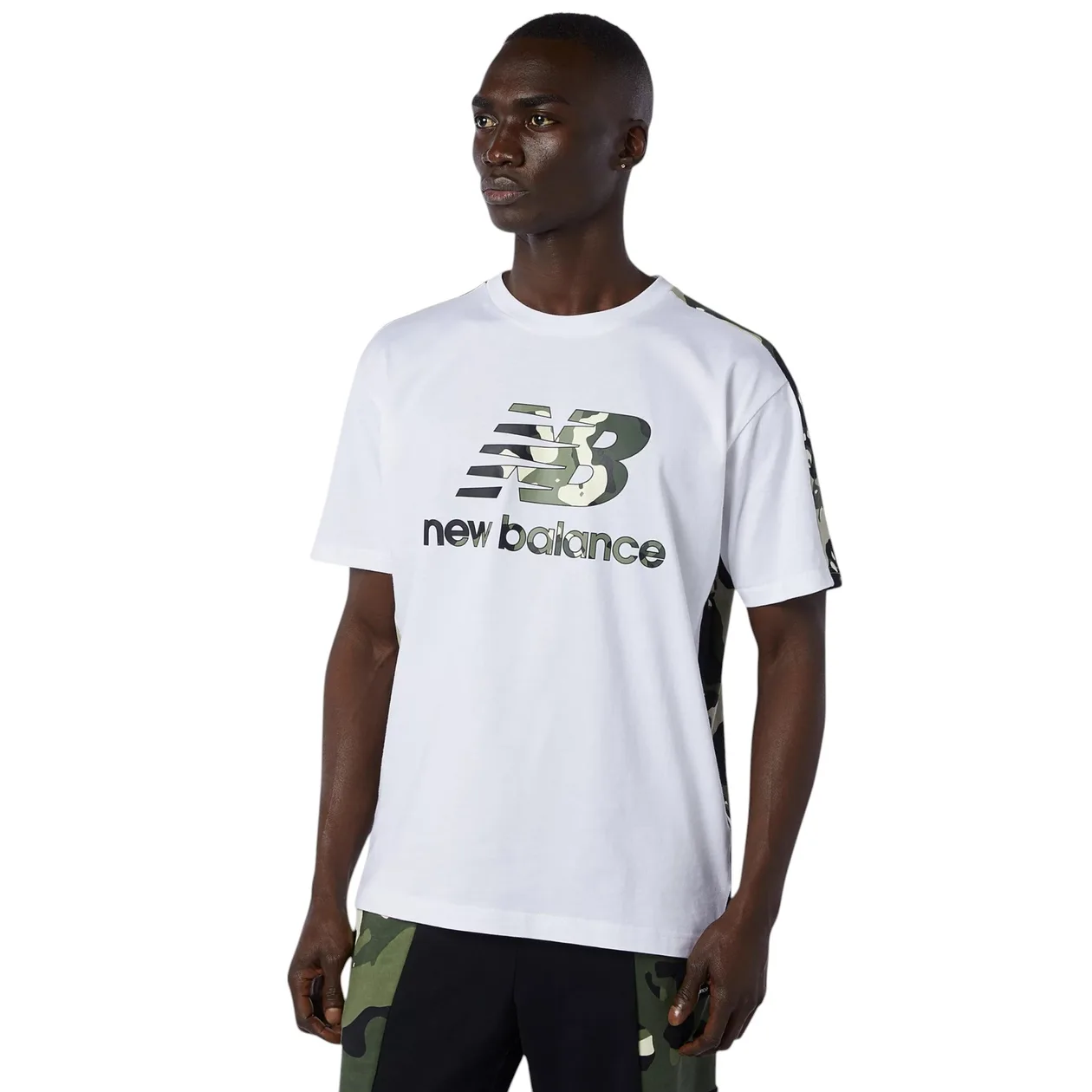 New Balance Essentials Camo T Shirt - White | Size: S: the shop's own photo