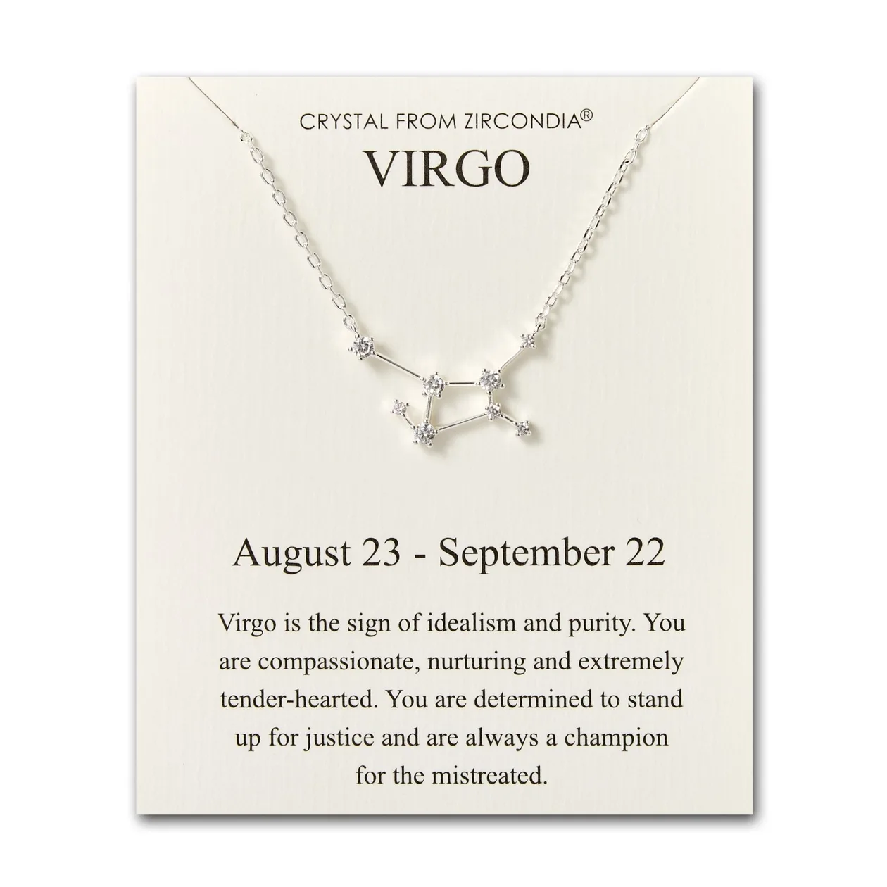 Virgo Star Sign Zodiac Constellation Necklace and Quote Card with Zircondia® Crystals: the shop's own photo
