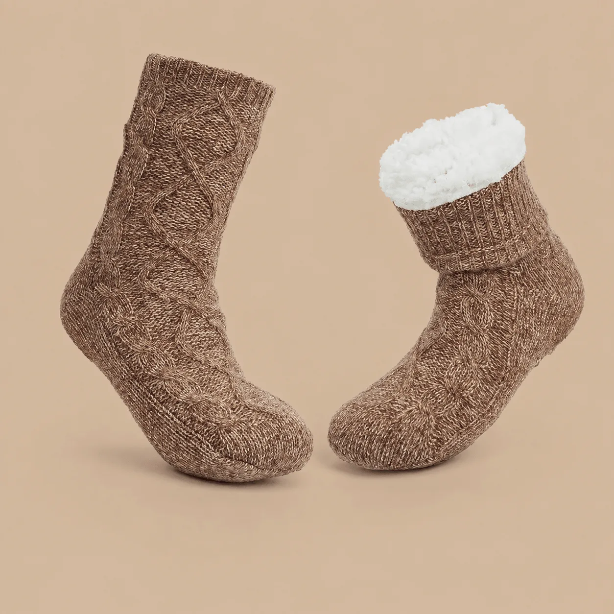 Cozy Winter Slipper Socks - Beige: the shop's own photo