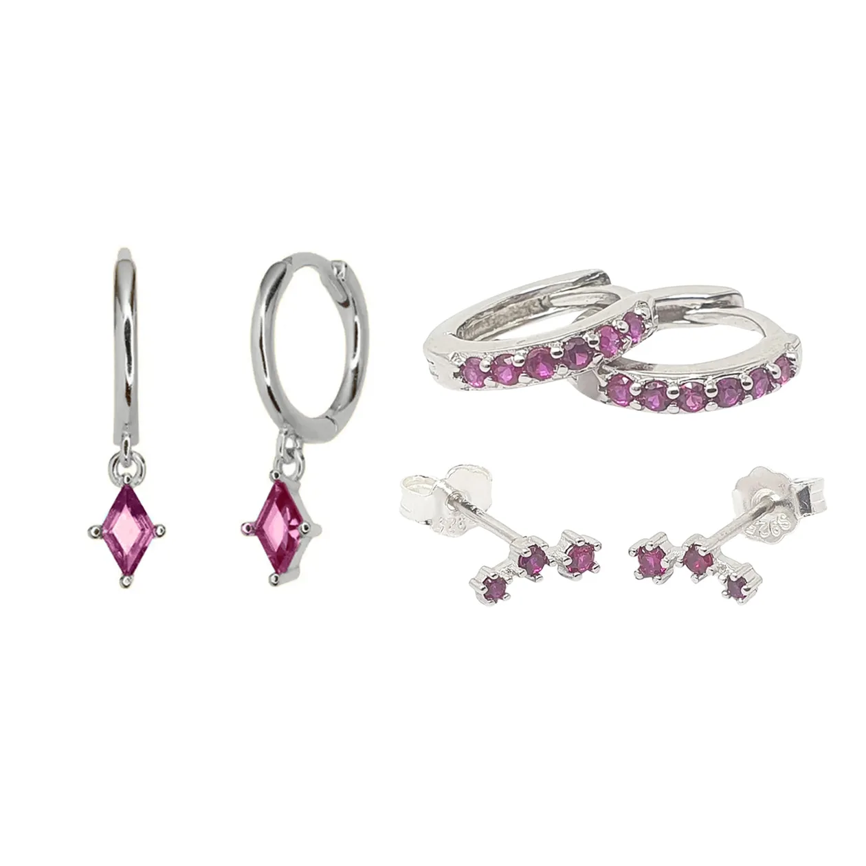 July Birthstone Ruby Sterling Silver Earrings Gift Set For Her: the shop's own photo