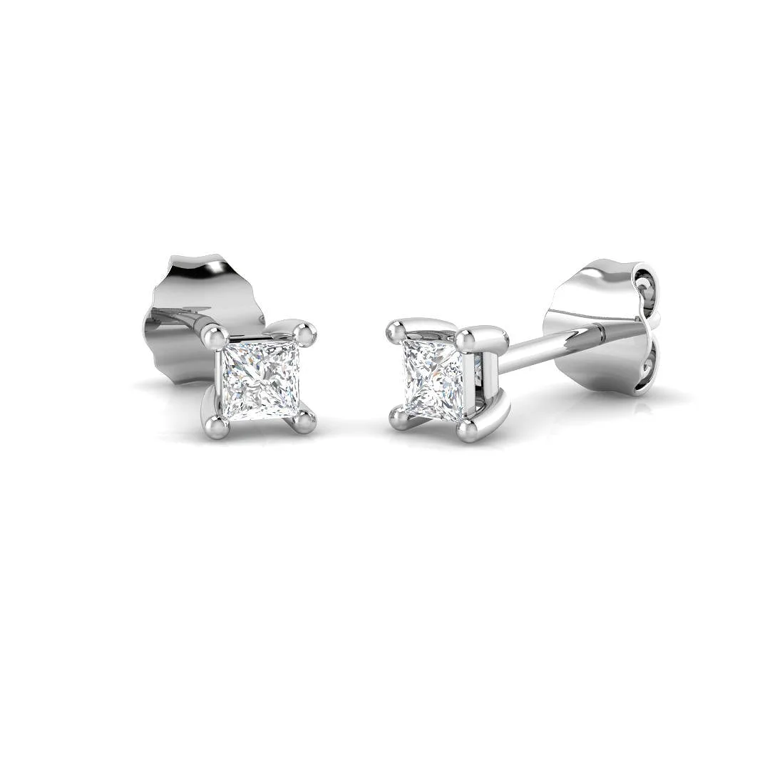 Stud - Lab Grown Princess Cut Diamond Earrings 0.20ct - 0.2 Carat / Natural Diamond(F-VS) / 9k Yellow Gold: the shop's own photo