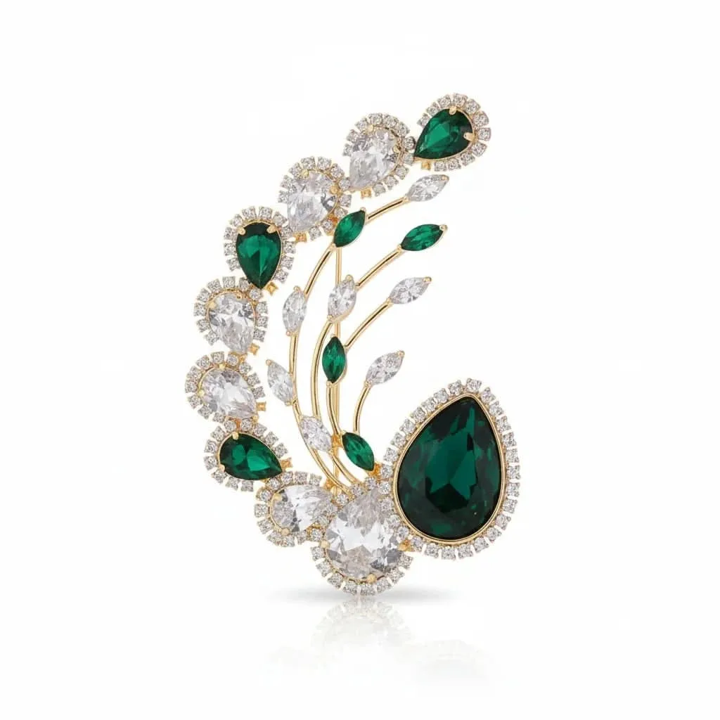 Elegant Emerald Teardrop Brooch: the shop's own photo