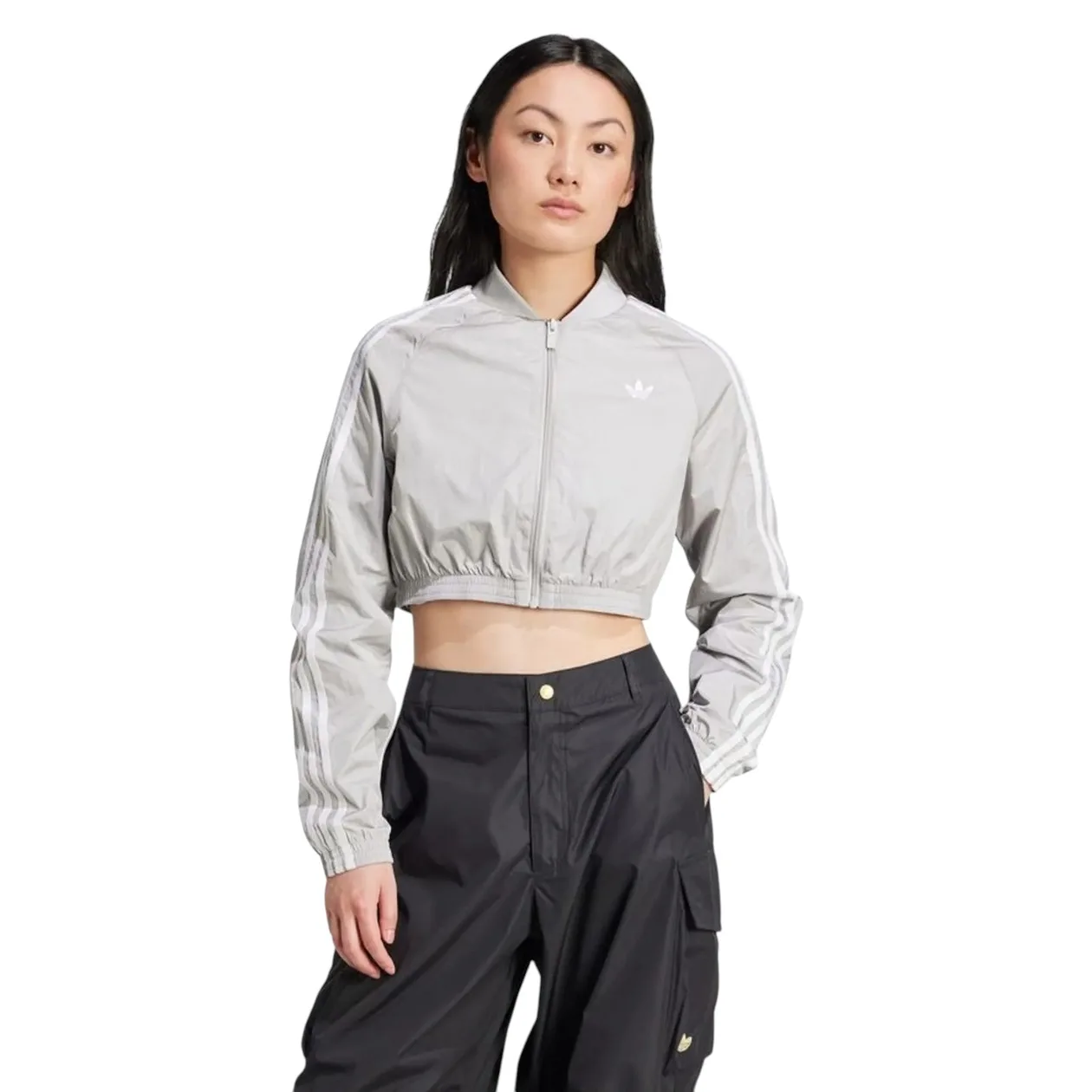 adidas Originals Adicolor Teamgeist Cropped Track Top - Grey Two | Size: S: the shop's own photo