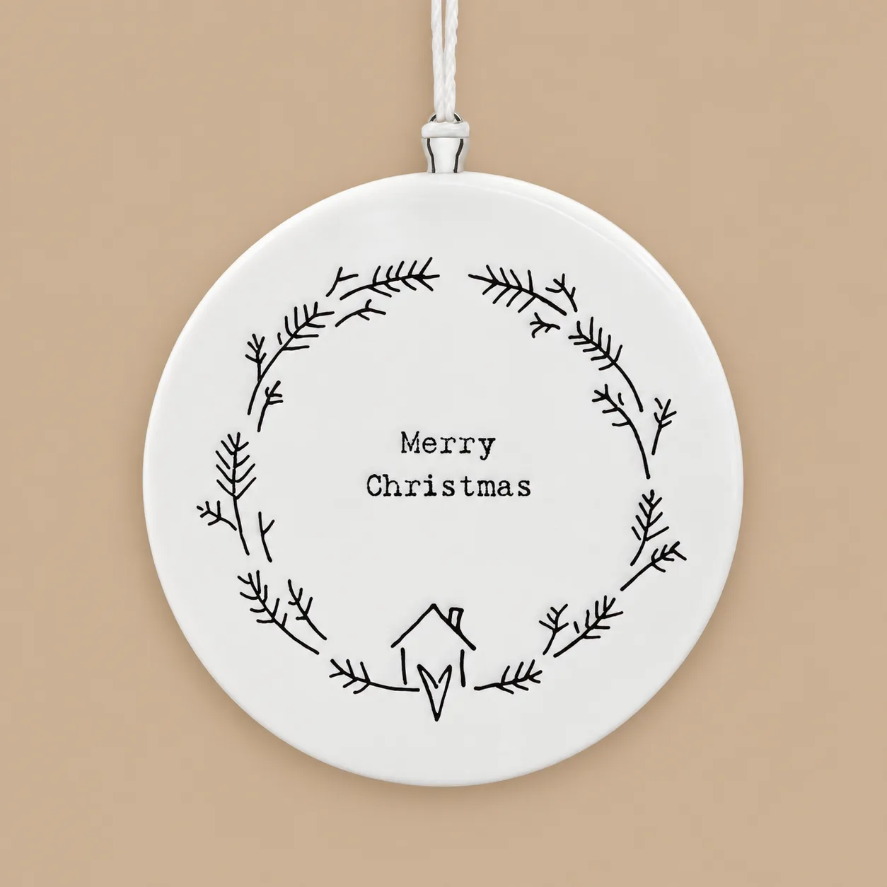 Merry Christmas Wreath Flat Porcelain Bauble: the shop's own photo