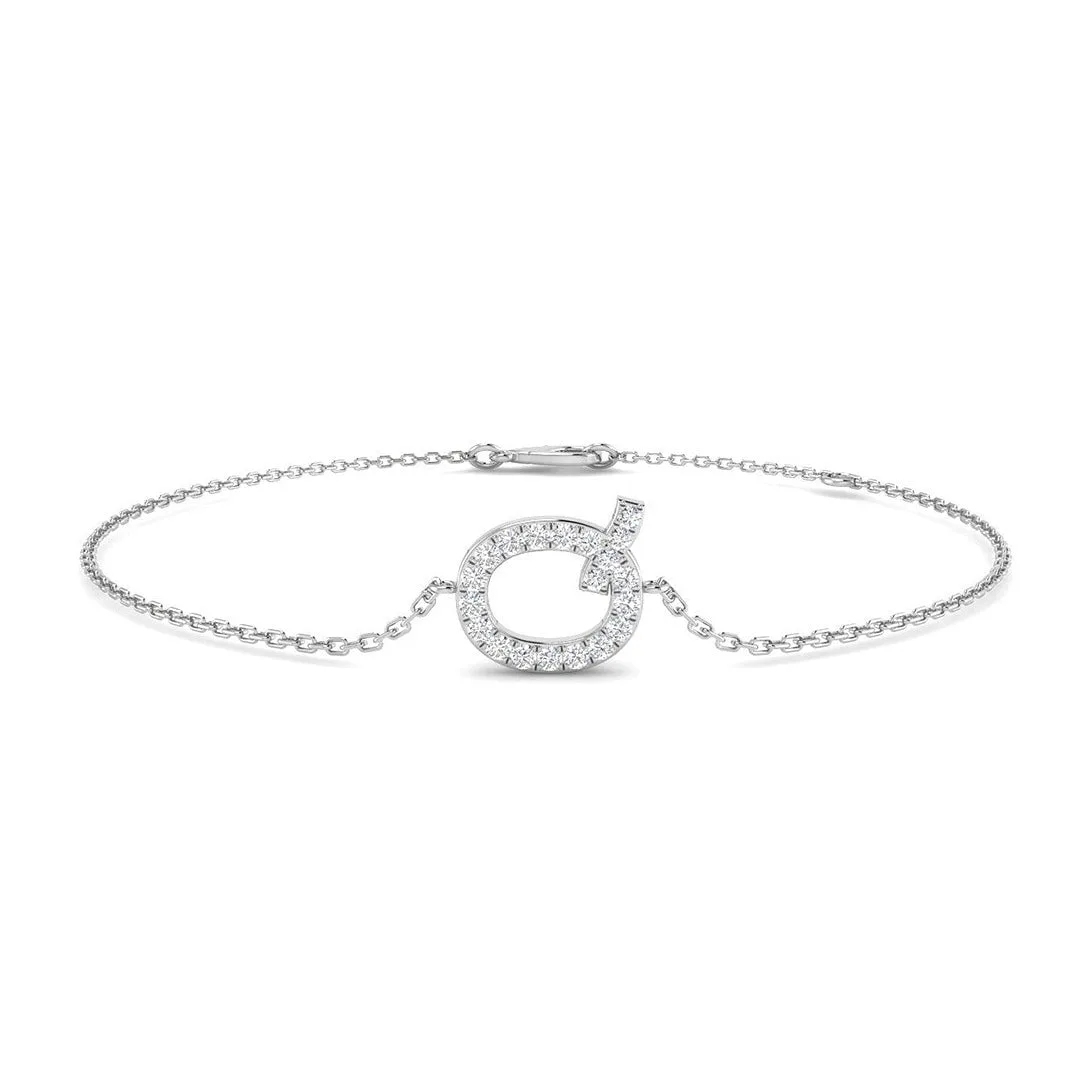 Lab Created Round Cut Pave Set Diamond Alphabet Q Letter Chain Bracelet in Platinum - 18k Yellow Gold / 0.15 Carat / Lab Grown Diamond: the shop's own photo