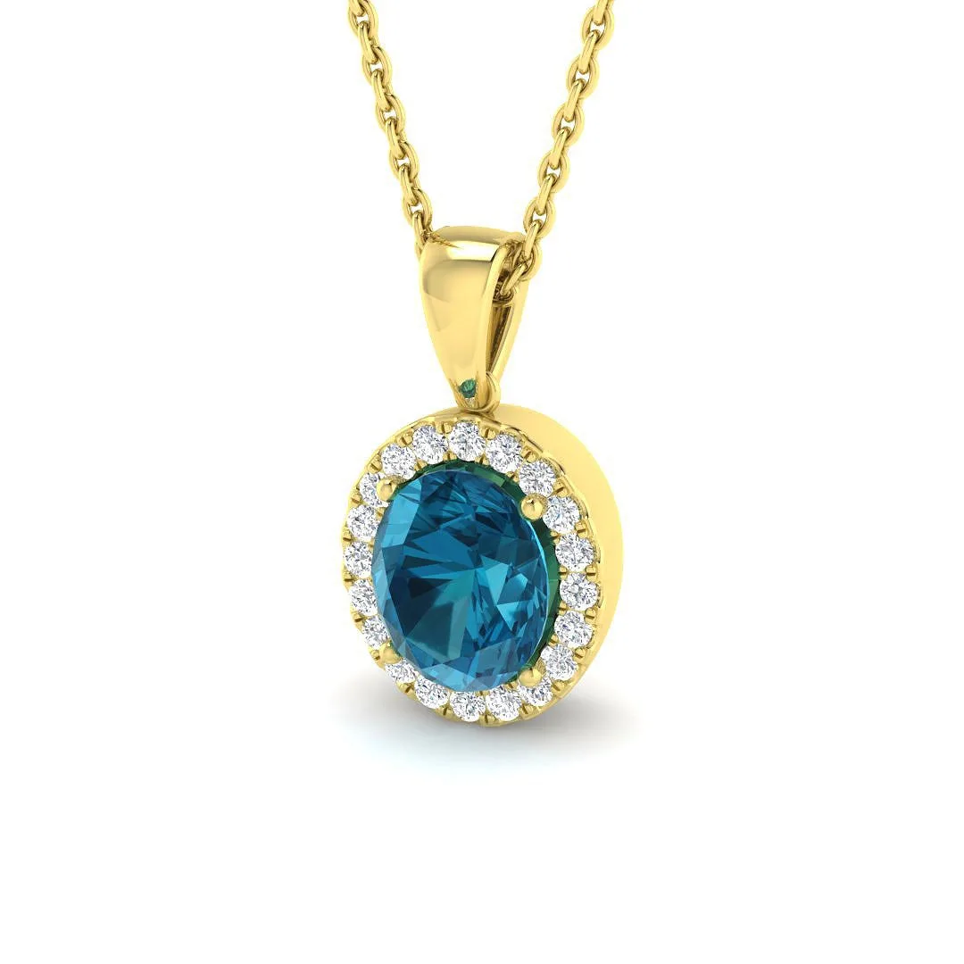 Multi Sapphire Pendant 2ct Gold Necklace – Lab Grown & Natural Diamond - 9k Yellow Gold / Natural Diamond(F/SI) / 2.00 Carat: the shop's own photo