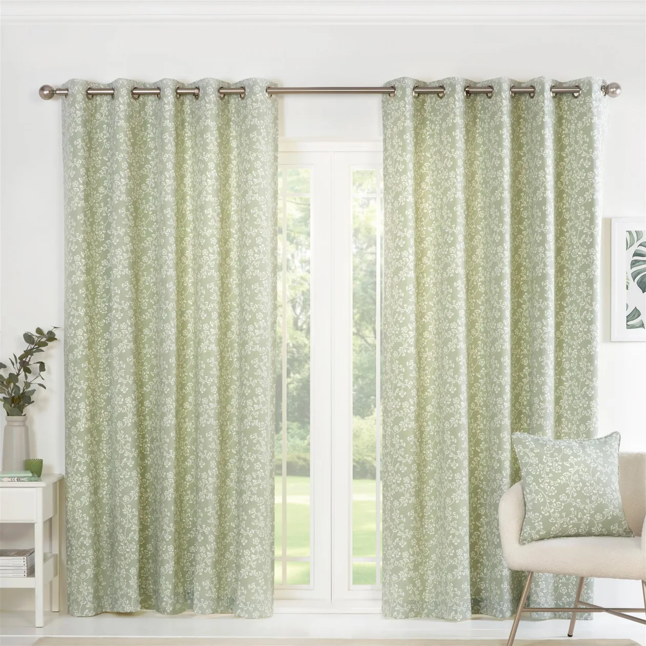 Sade Eyelet Curtains - Green - 46" x 72": the shop's own photo