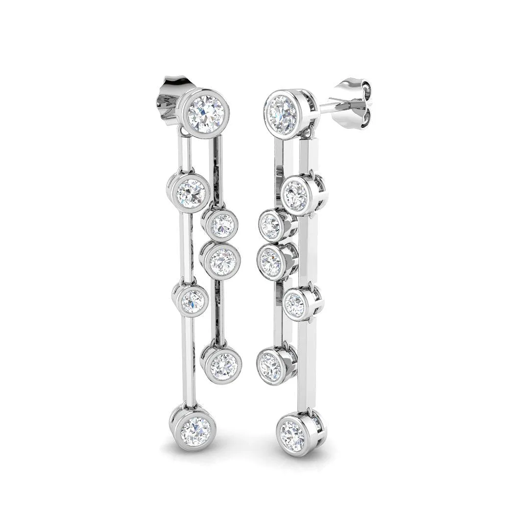Dahly Gold Drop & Trilogy Diamond Earrings | 1.5ct to 2.5ct Luxury Jewelry - 2.5 Carat / Lab Grown Diamond(D-VVS) / 18k Yellow Gold: the shop's own photo