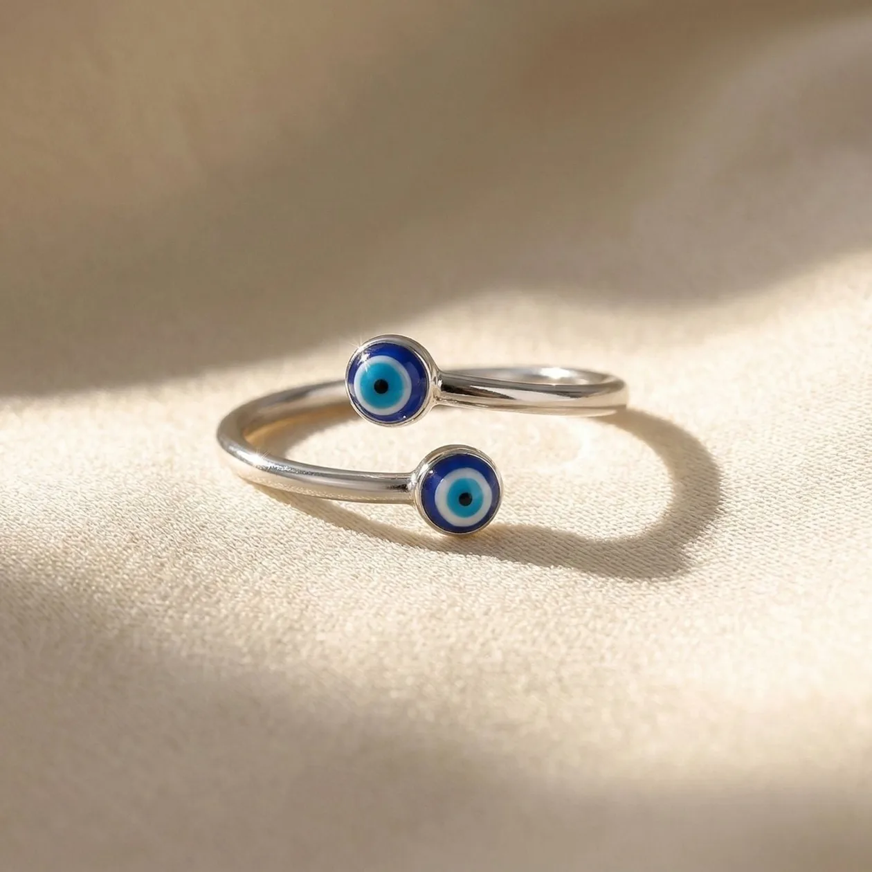 Turkish Blue Evil Eye Sterling Silver Stacking Ring: the shop's own photo