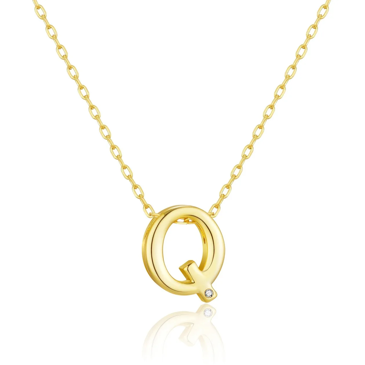 Customisable 18k Gold Plated Initial Necklace (A-Z) with Option of Birthstone Charm - Q: the shop's own photo