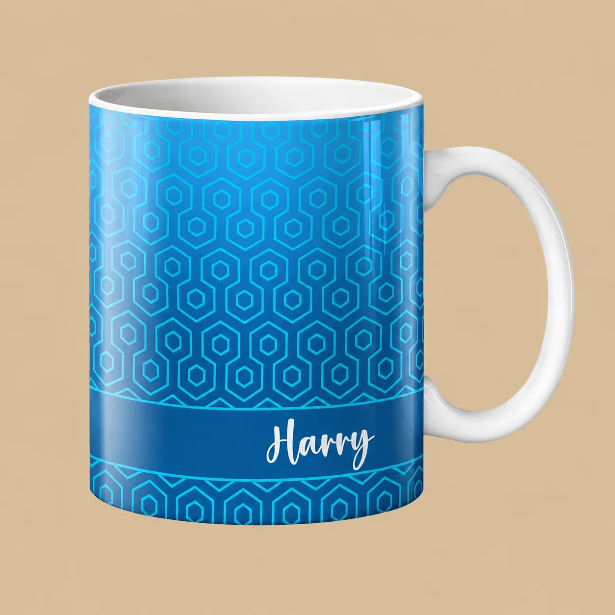 Personalised Blue Hex Name Mug: the shop's own photo