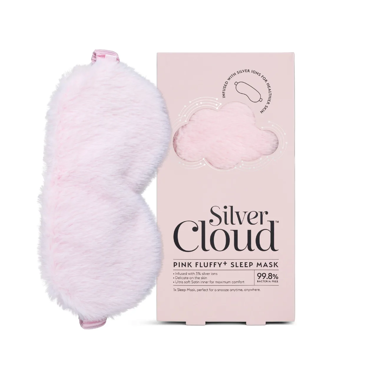 Fluffy Sleep Mask Infused with Silver Ions – Pink: the shop's own photo