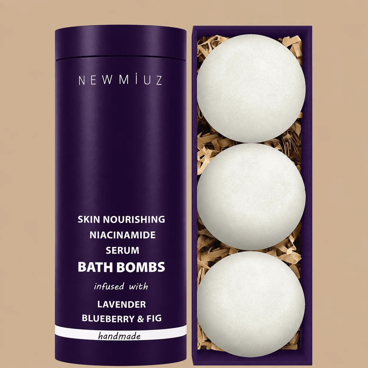 New Miuz Lavender Niacinamide Bath Bombs: the shop's own photo