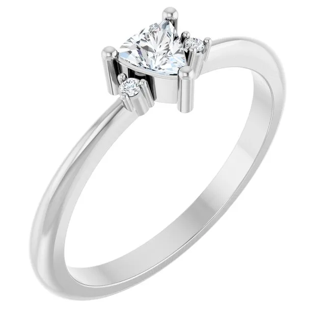 Trillion White Sapphire Accented Ring with Diamond Accents in Platinum - 18k Yellow Gold / 2.60 Carat / Lab-Grown-AAA: the shop's own photo