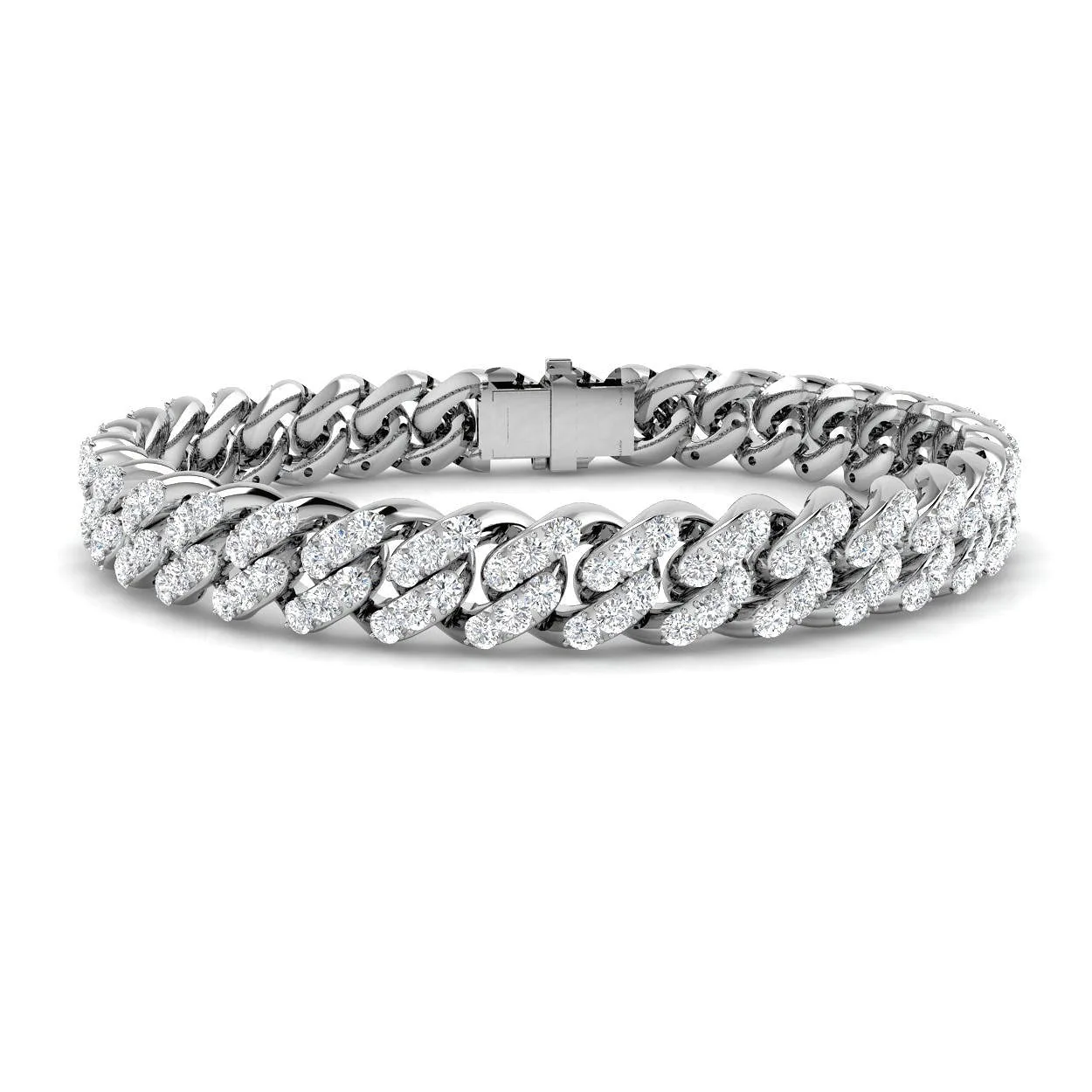 10.80ct 9K White Gold Round Natural Pave Cuban Link Bracelet-Iced Out Curb Bracelet for Unisex - 18k Yellow Gold / 5.45 Carat / Lab Grown Diamond: the shop's own photo