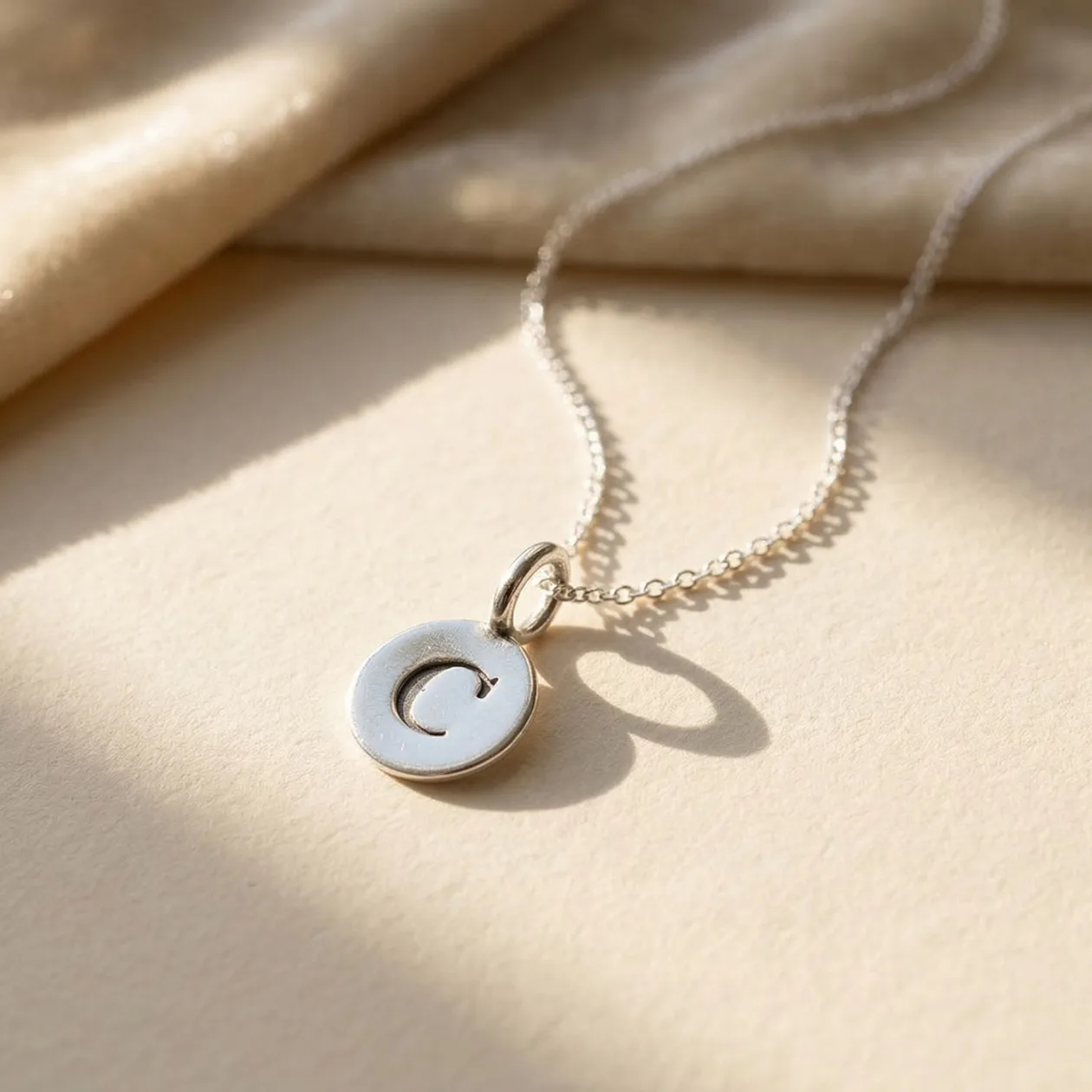 Initial Letter Personalised Charm Sterling Silver Necklace - V: the shop's own photo