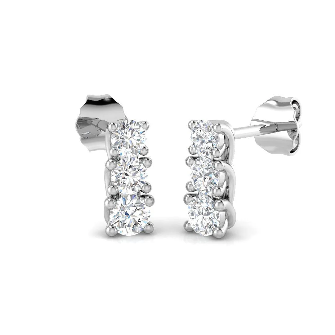 Elegant Dalsy Gold Drop & Trilogy Diamond Earrings - 0.5ct to 1ct - 0.5 Carat / Lab Grown Diamond(D-VVS) / 18k Rose Gold: the shop's own photo
