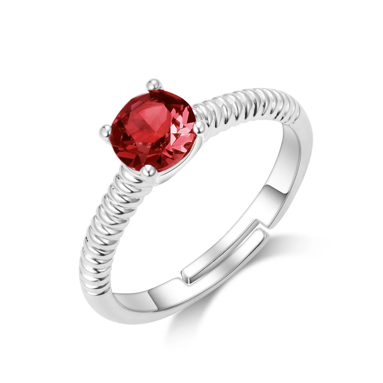 Dark Red Adjustable Crystal Ring Created with Zircondia® Crystals: the shop's own photo